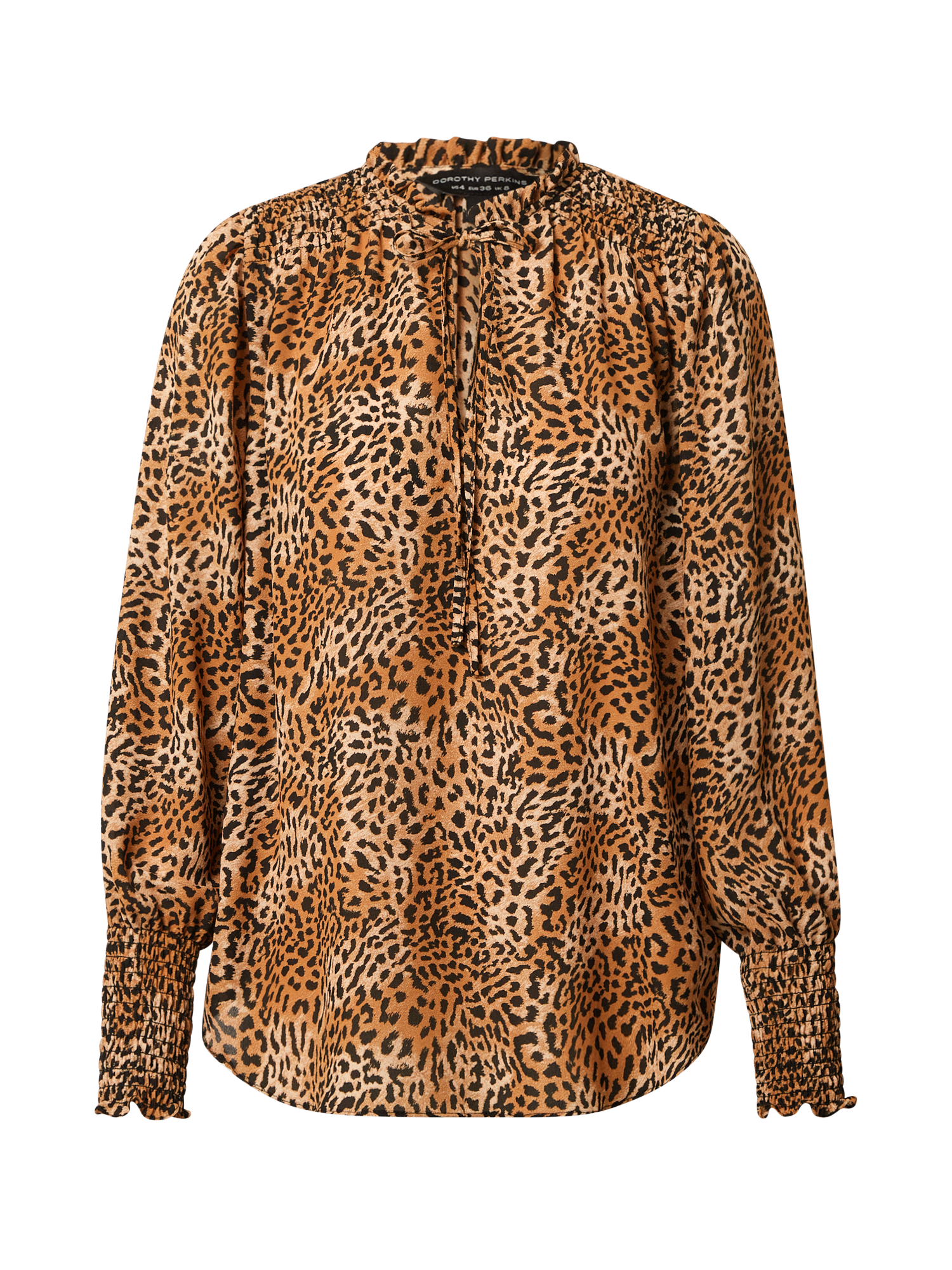 Dorothy Perkins Women/'s Tall Brown Leopard Print Curved Edge to Edge Coat Top